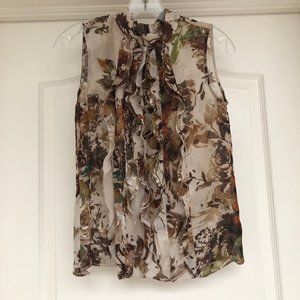 Jones New York Sleeveless Blouse with Ruffles 6P